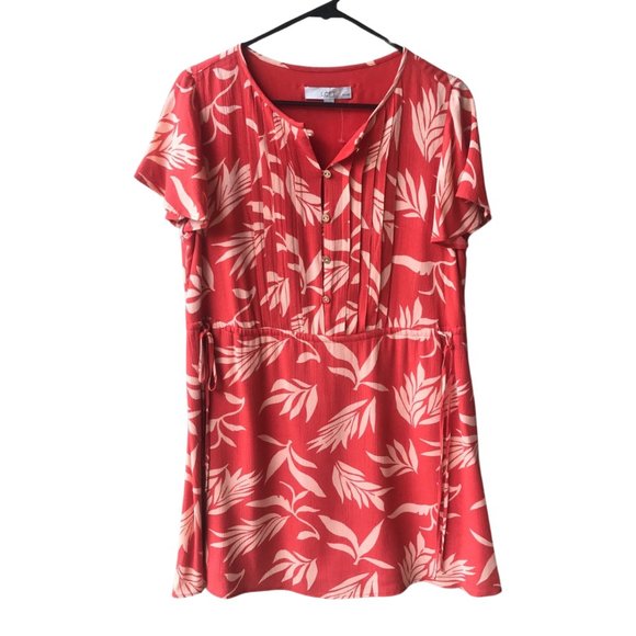 Loft Palm Print Side Tie Swing Fit Dress Size M/P - Picture 2 of 6